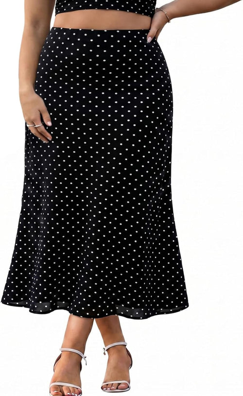 Eytino plus size polka dot mesh maxi skirt, photo 1 of 5