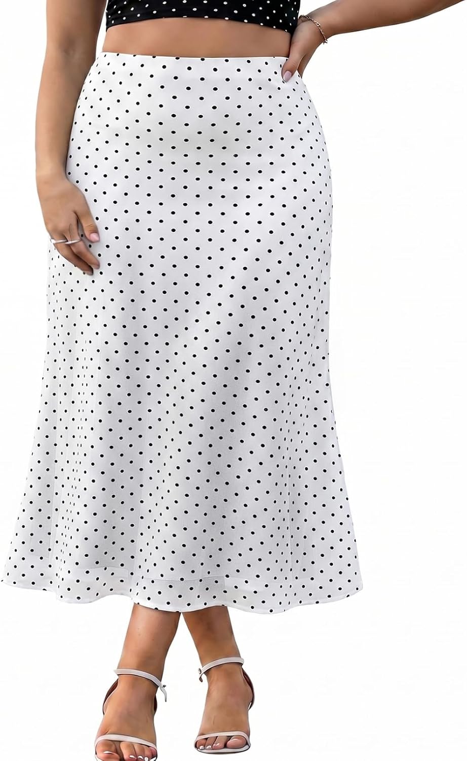 Eytino plus size polka dot mesh maxi skirt, photo 5 of 5