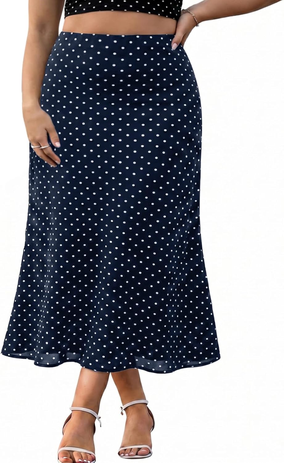 Eytino plus size polka dot mesh maxi skirt, photo 3 of 5