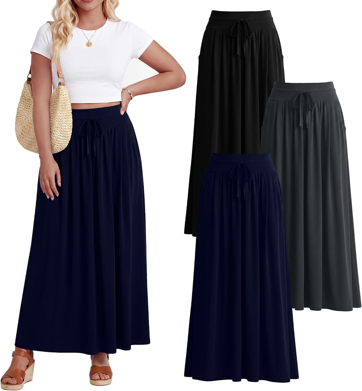 Velvelhall tiered boho maxi skirt with pockets, 3-pack, photo 2 of 6