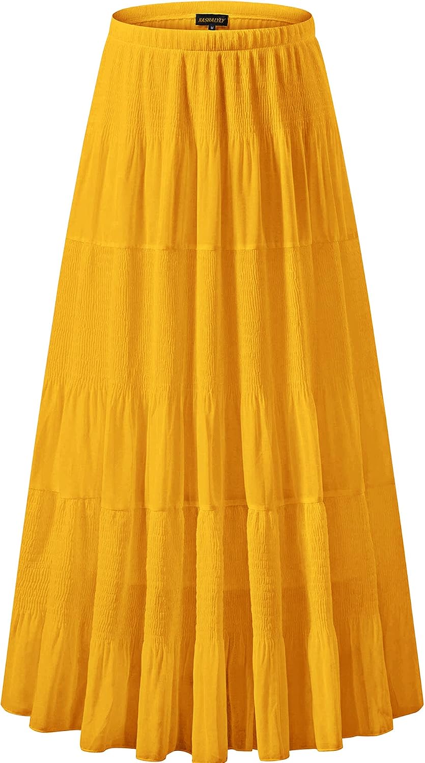NASHALYLY pleated chiffon A-line maxi skirt, photo 44 of 54