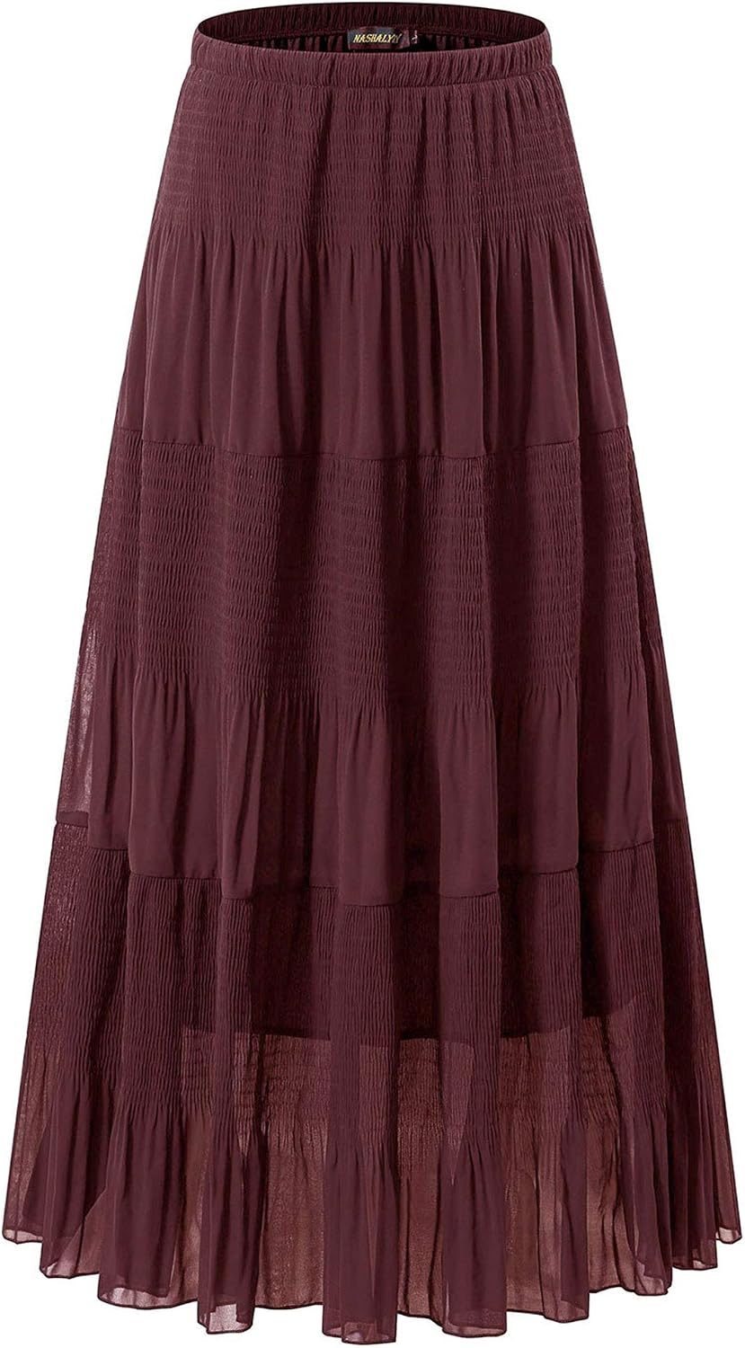 NASHALYLY pleated chiffon A-line maxi skirt, photo 14 of 54