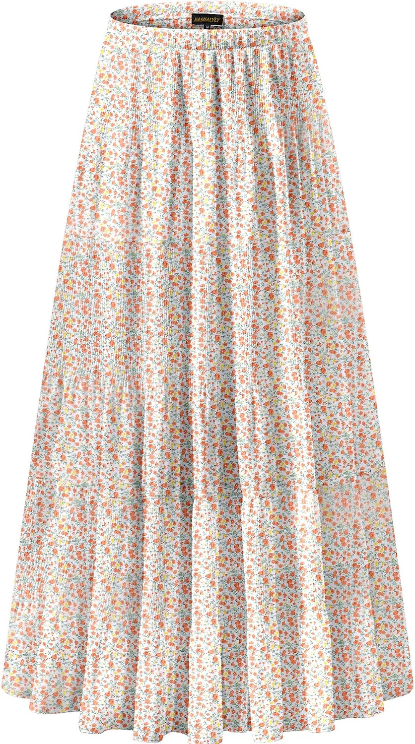 NASHALYLY pleated chiffon A-line maxi skirt, photo 47 of 54