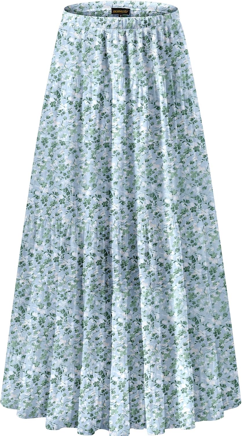NASHALYLY pleated chiffon A-line maxi skirt, photo 27 of 54
