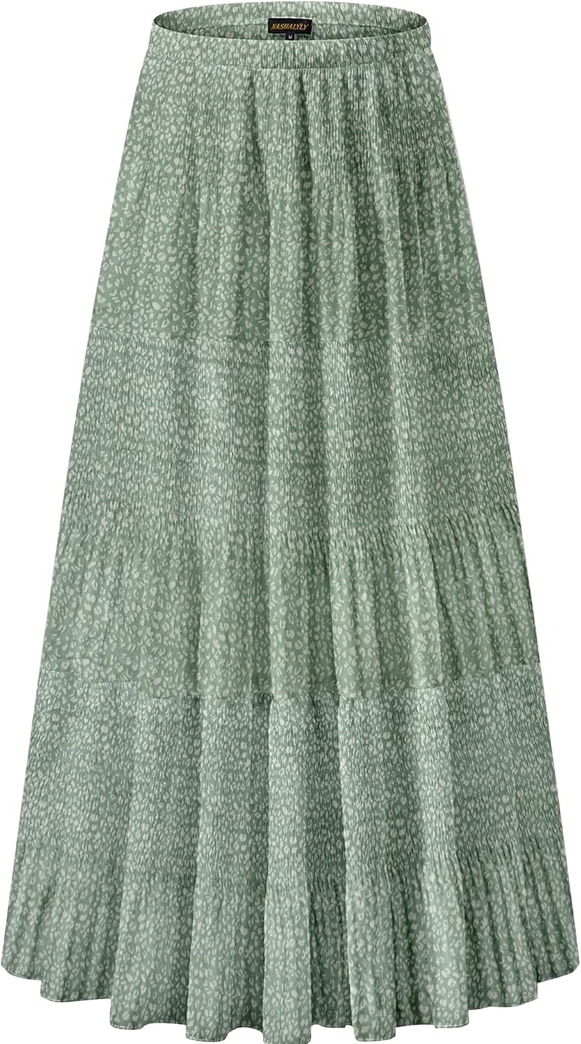 NASHALYLY pleated chiffon A-line maxi skirt, photo 32 of 54
